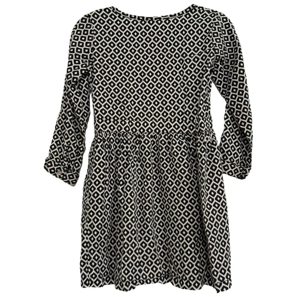 Carter’s Toddler Girl Black White Diamond Print Dress 5T Long Sleeve